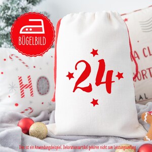 Adventszahlen zum Aufbügeln | BÜGELBILD | 24 Zahlen für DIY Adventskalender aus Stoff Karton Filz | Adevntskalender selber machen | Advent
