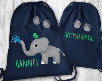 ELEPHANT gym bag personalized | Bag bag backpack with name | Birthday gift, Santa Claus, kindergarten, Kira, Santa Claus | zoo