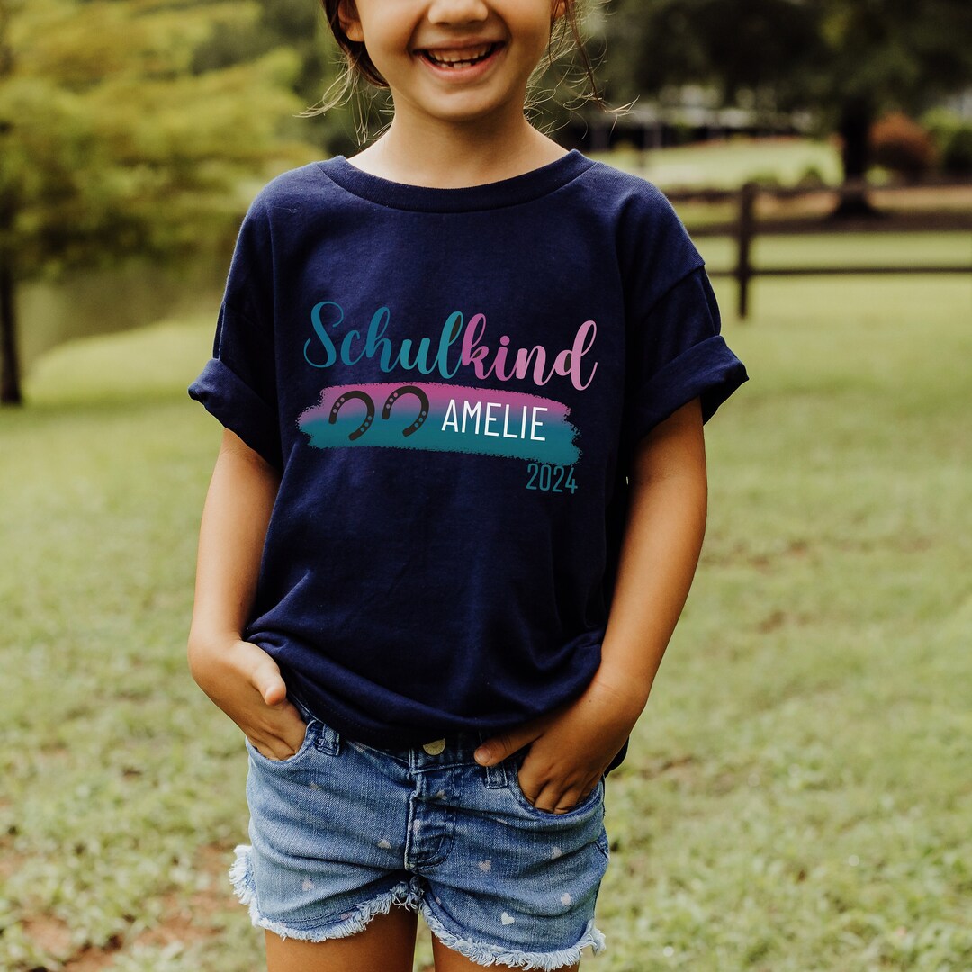 Schoolchild 2024 Personalized Shirt With Horseshoes for Horse Fans