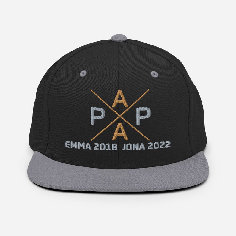 PAPA SNAPBACK Cap Cappy Mütze, personalisiert mit Kindernamen, zum Vatertag, bestickt, Geschenk für Väter, Geburtstag, Ostern, Geburt Bild 6