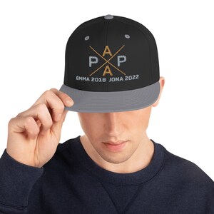 PAPA SNAPBACK Cap Cappy Mütze, personalisiert mit Kindernamen, zum Vatertag, bestickt, Geschenk für Väter, Geburtstag, Ostern, Geburt Bild 7