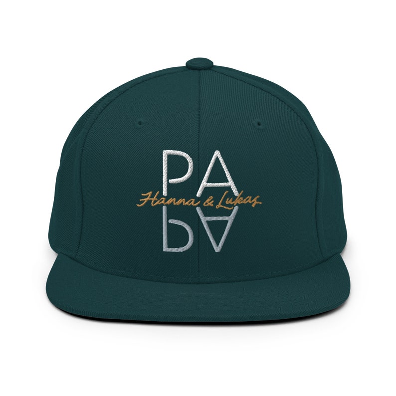 Personalisierte PAPA SNAPBACK Cap Cappy Mütze, mit den Kindernamen, bestickt, Geschenk für Väter zum Vatertag, Geburtstag, Ostern, Geburt Bild 9