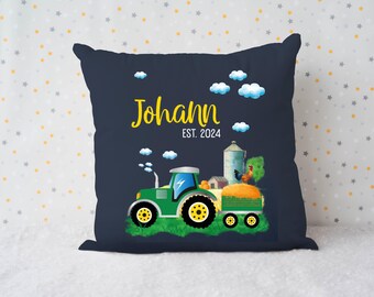 Pillow tractor, personalized gift, name pillow for birth, Easter, baptism, birthday, Christmas, pillowcase | pillow, trekker