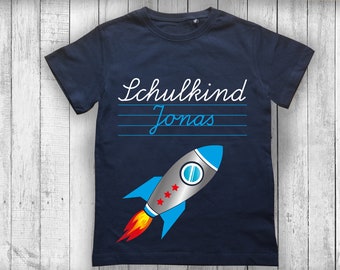 T-shirt SCHULKIND RAKETE for school enrollment 2023 with name | back to school | Enrollment | School enrollment shirt | School child 2023 | rocket