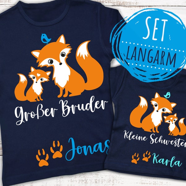 SET Geschwistershirts Füchse | mit NAMEN |  Langarmshirts Bruder Schwester | Fuchs | Fotoshootings, Familienfest, Geburt, Weihnachten