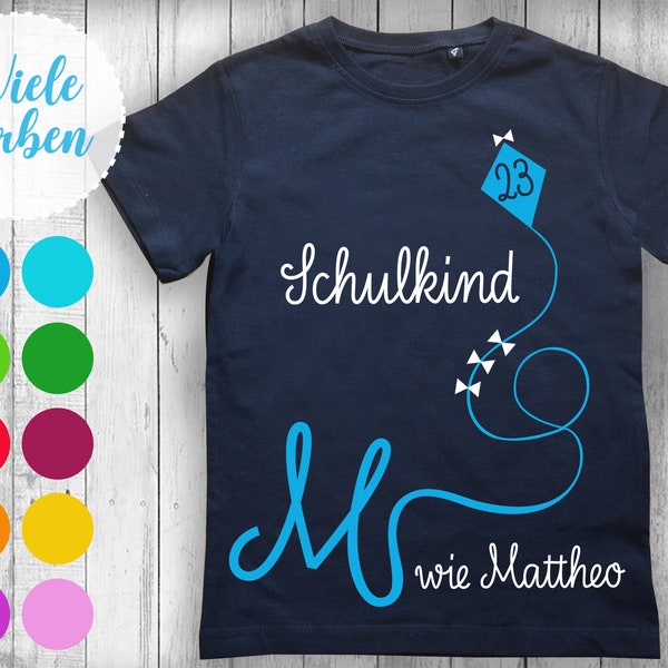 SCHULKIND 2024 T-Shirt mit Namen, Geschenk zur Einschulung, für die Schultüte, Schulanfang, Outfit für den ersten Schultag, erste Klasse