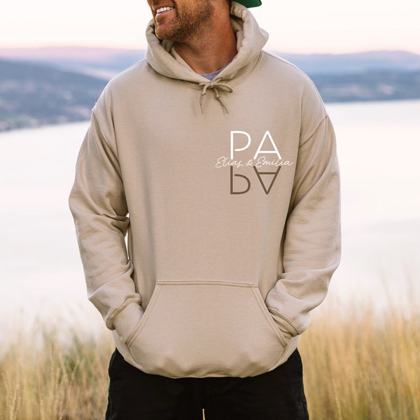 PAPA Hoodie, PAPA Geschenk, Hoodie oder T-Shirt personalisiert, Papa Pulli, Papas Mini, Geschenk Geburtstag, Geburt, Babyparty, Vatertag