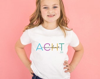 Birthday shirt girl personalized with age and name | Age multicolored pastel rainbow | Birthday gift | ...10. Birthday