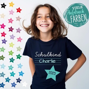 Écolier 2025, T-shirt personnalisé dans de nombreuses couleurs d'impression, adapté à chaque cartable, de nombreuses couleurs de chemise, cadeau pour la scolarisation