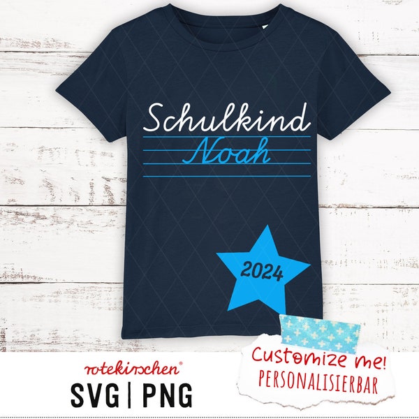 Schoolchild SVG PNG | personalized plotter file, plotting school cone, school enrollment shirt schoolchild school enrollment 2024 T-shirt, bag, pillow