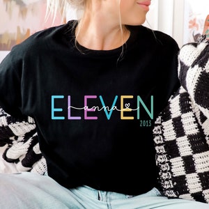 Geburtstagsshirt Mädchen personalisiert mit Alter & Name, mehrfarbig Boho, Regenbogen, Geburtstagsgeschenk elfter, zehnter... Geburtstag