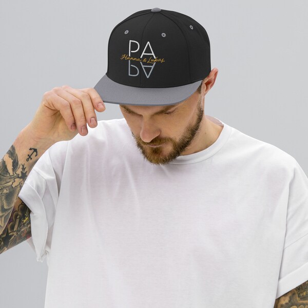 Cappello PAPA SNAPBACK Cap Cappy personalizzato, con i nomi dei bambini, ricamato, regalo per i papà per la festa del papà, compleanno, Pasqua, nascita