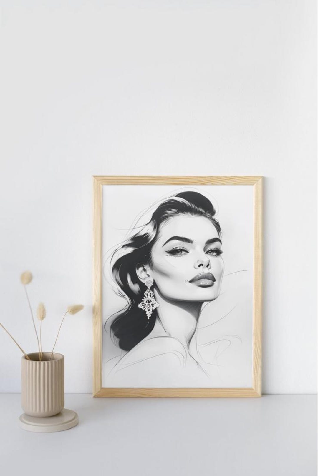 The Look – Elegant Glamorous Woman Portrait Digital Art | Black & White ...