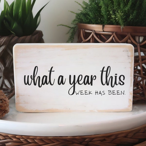 what a year this week has been / funny desk decor / office sign / solid wood sign 3.5x6"