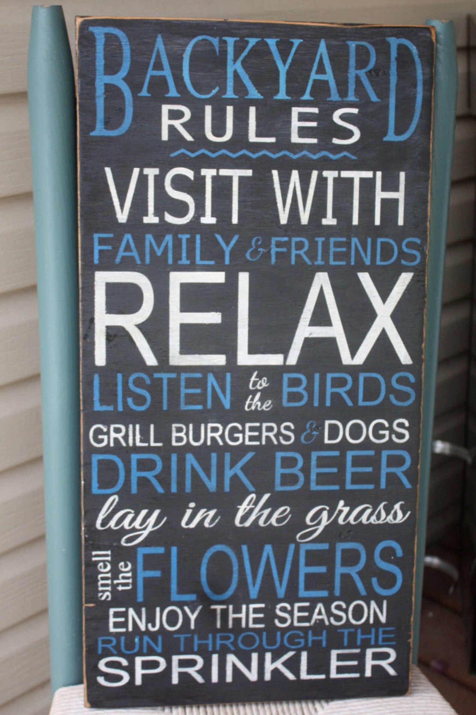 Backyard Rules Sign patio signs wood Sign Home Decor Etsy