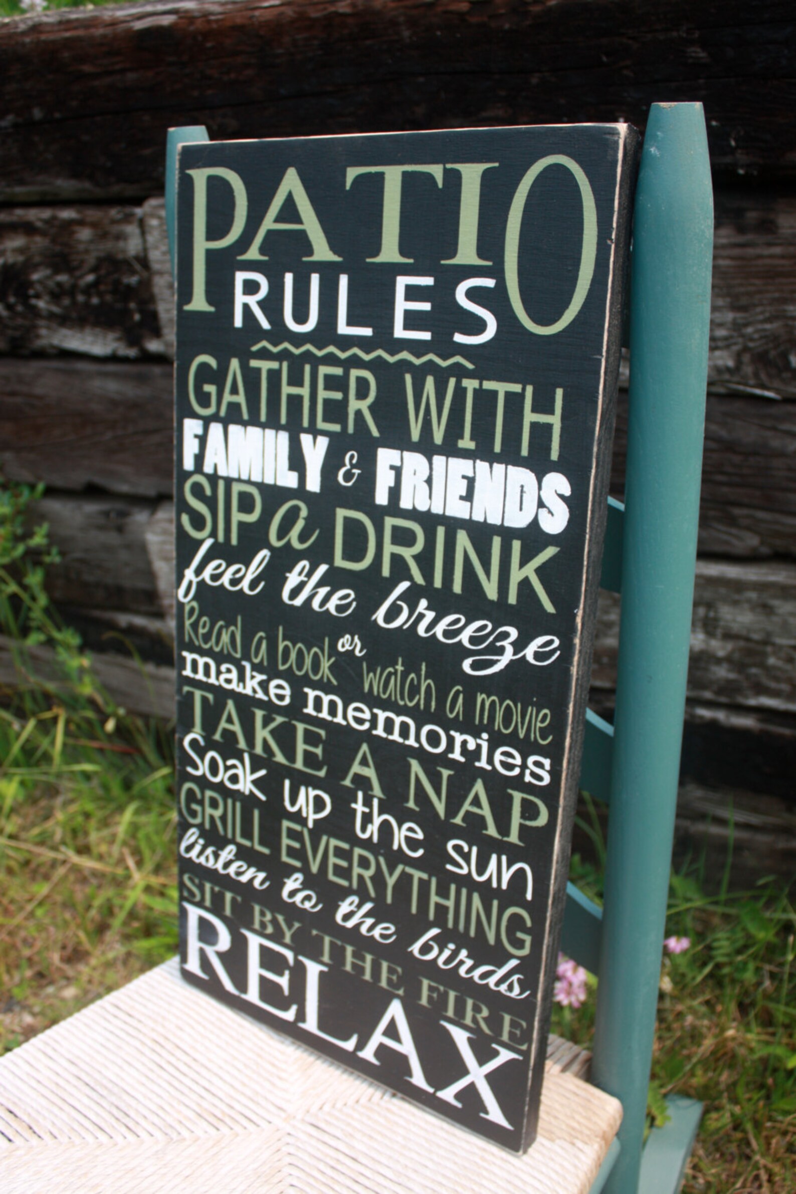 Patio Rules sign deck decor Wooden Sign Home Decor Outdoor Etsy