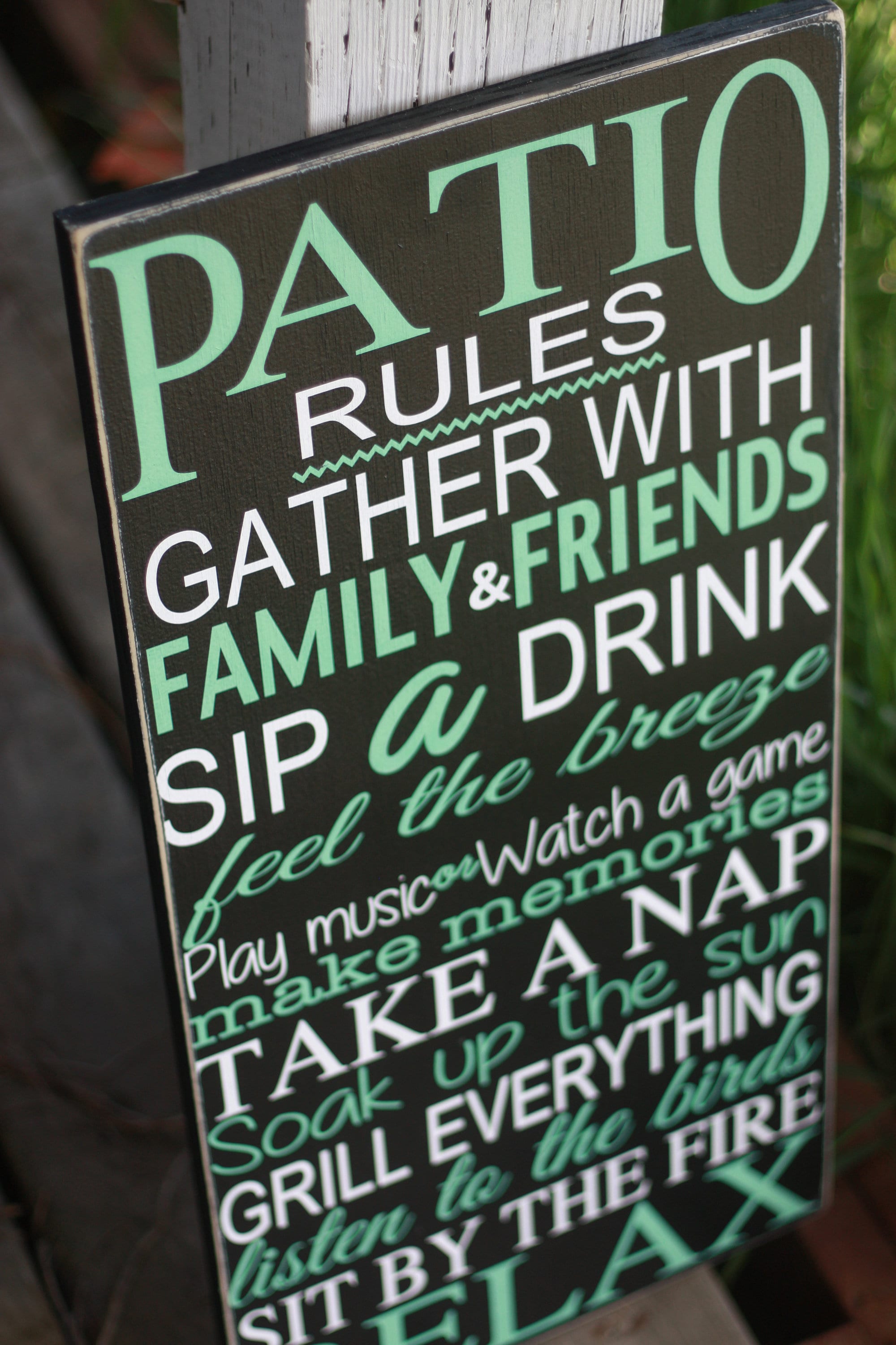 Patio Sign wood outdoor word art patio rules wall decor Etsy