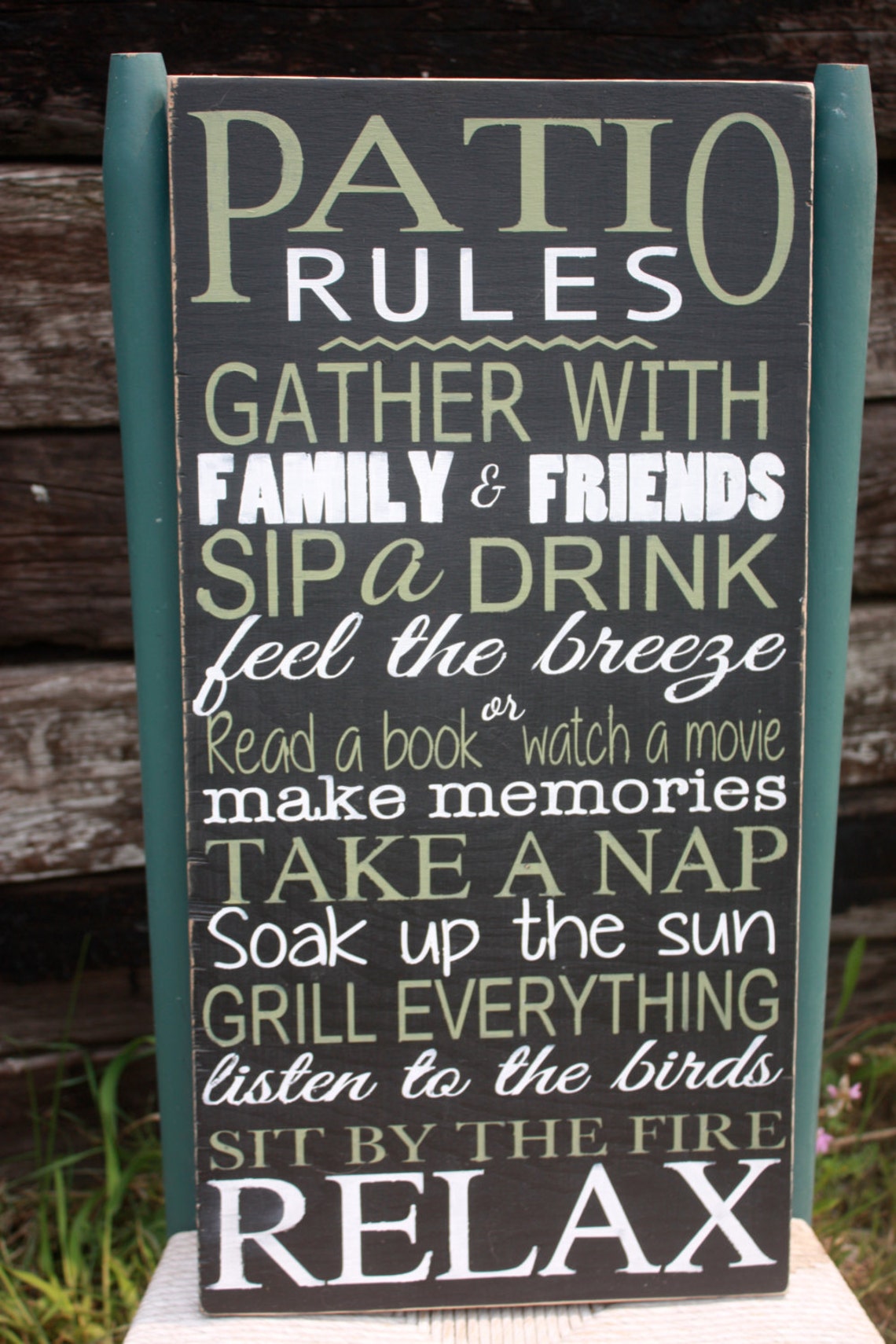 Patio Rules sign deck decor Wooden Sign Home Decor Outdoor Etsy