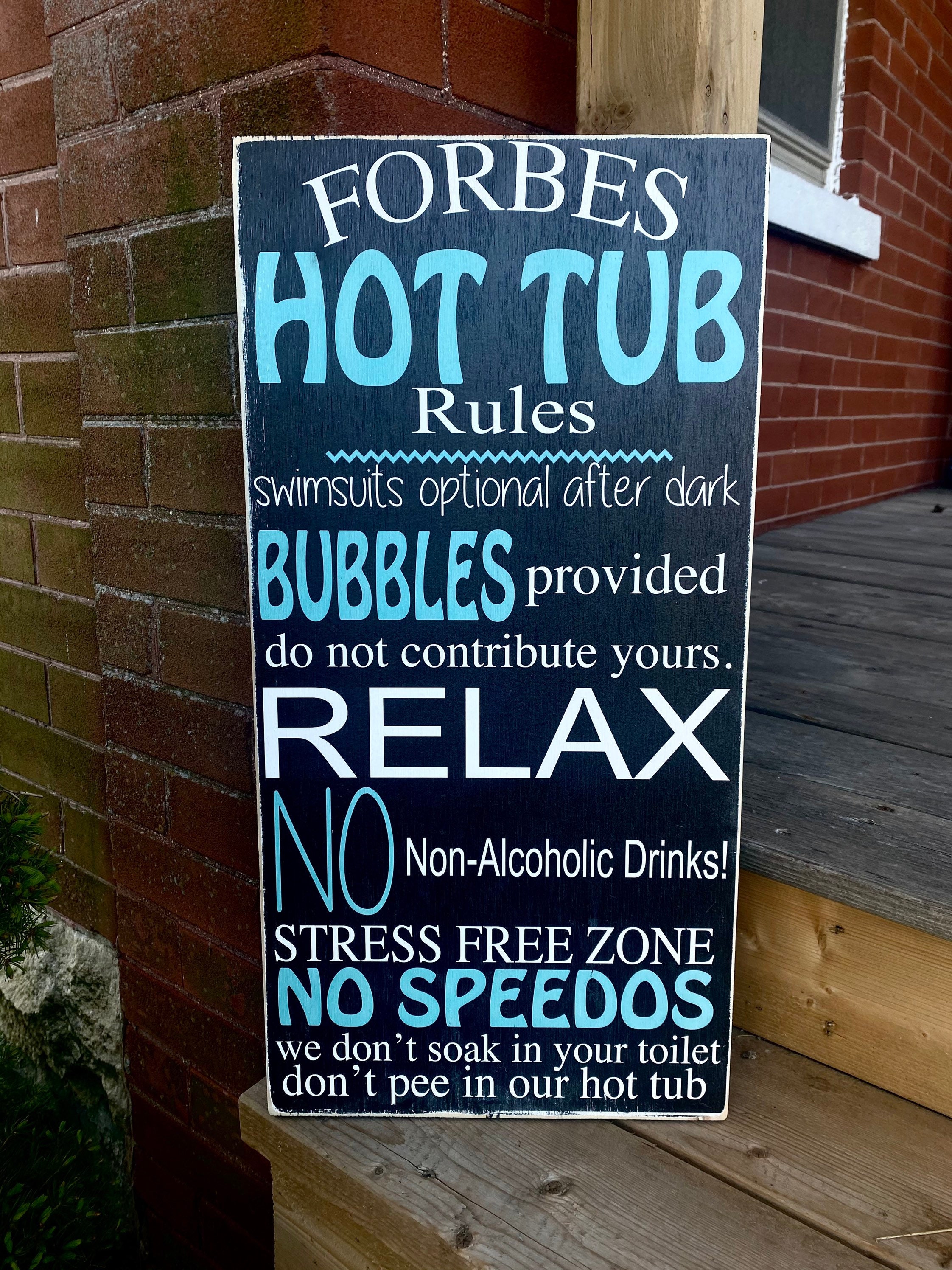 Hot Tub Rules Sign Personalized Outdoor Decor Hot Tub Sign Etsy Ireland