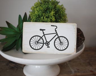 bike wood sign, mini signs, bicycle decor, quote block, gallery wall, vignette piece, desk sign, home decor, office decor, decor accents
