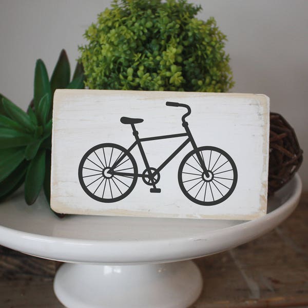 bike wood sign, mini signs, bicycle decor, quote block, gallery wall, vignette piece, desk sign, home decor, office decor, decor accents