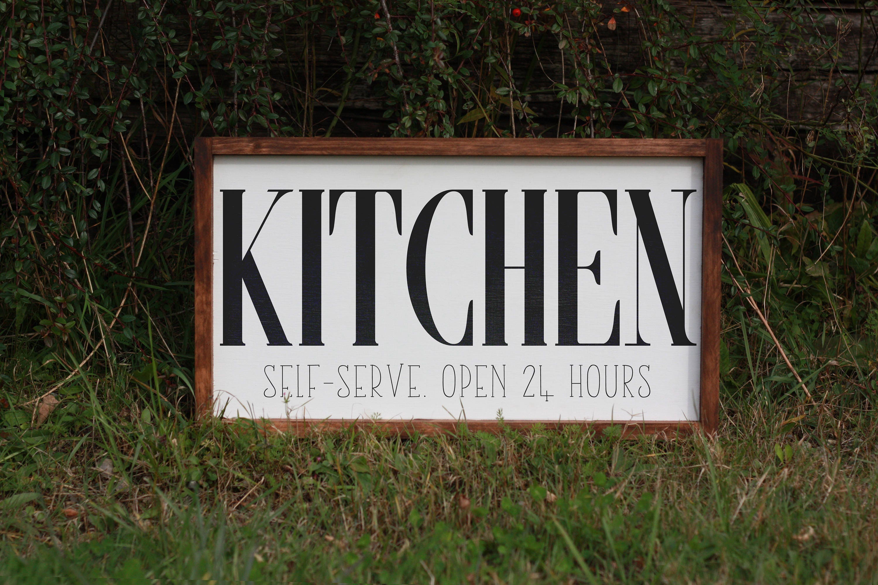 Large Kitchen Sign Wooden Modern Farmhouse Style Framed Wall Art