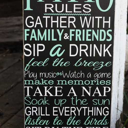 Patio Sign / Patio Rules Wall Decor / Patio Rules Sign Etsy Canada