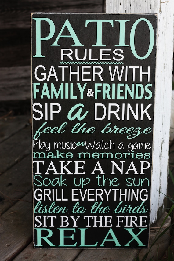 Patio Sign / patio rules wall decor / patio rules sign Etsy