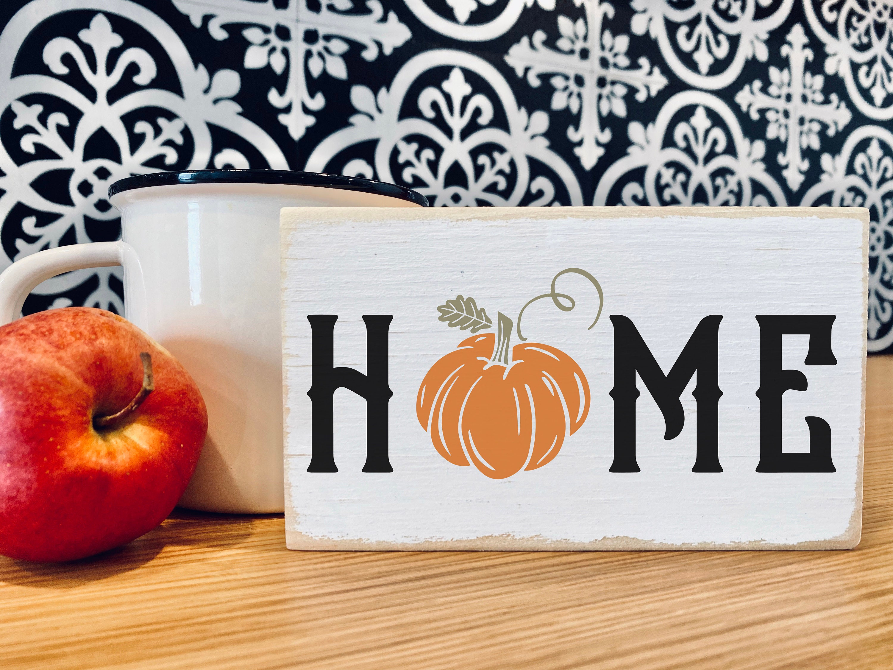 home pumpkin / mini wood sign / fall sign / simple halloween decor / 3.5x6