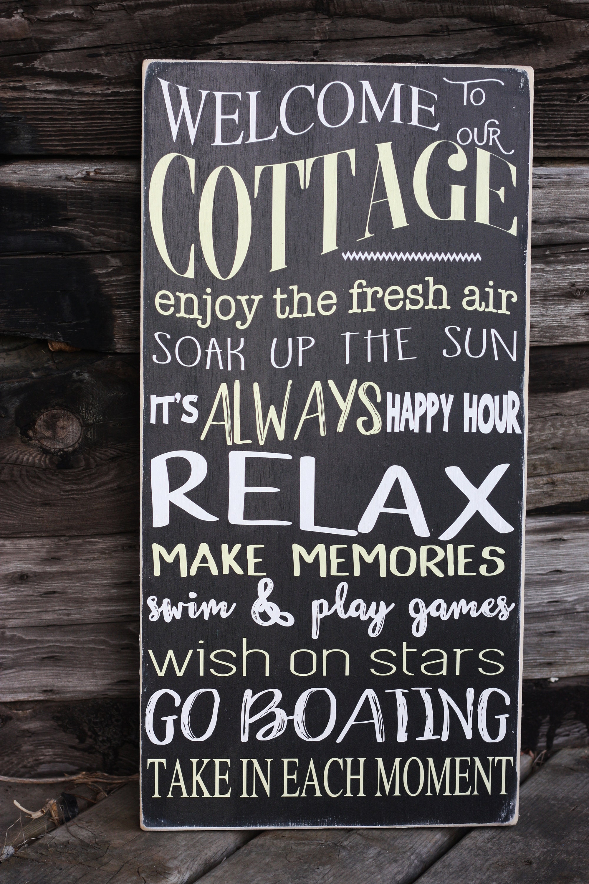 Cottage rules sign, welcome to our cottage, cotrage rules 