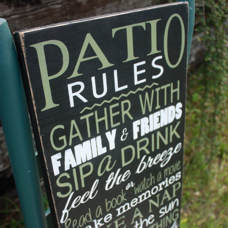 Patio Rules sign deck decor Wooden Sign Home Decor Outdoor Etsy