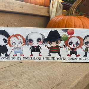 Halloween horror characters wood sign / Halloween fall decor