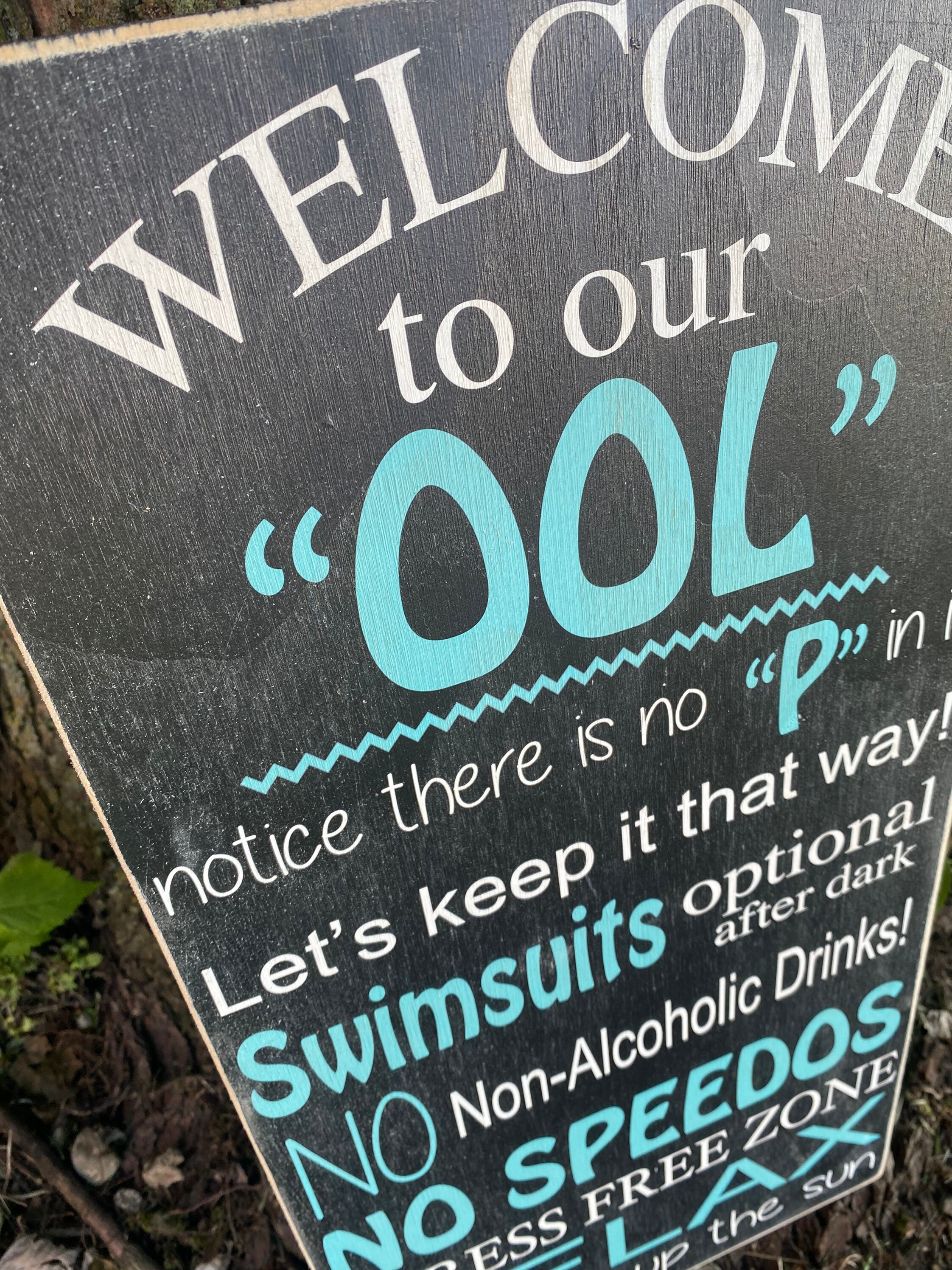 Funny Pool Sign / Dont Pee in the Pool / Wooden Sign / 12x24 Etsy