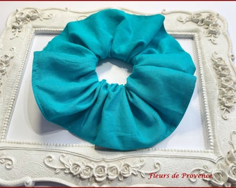 Chouchou Élastique Tissu Tissu uni bleu-vert