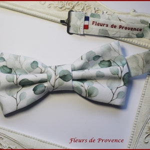 Bow tie / Pocket square / cufflinks Green Eucalyptus Leaves Fabric Men / child / Baby noeud papillon homme