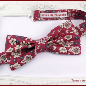 Bow tie / suit pocket / cufflinks Burgundy Liberty fabric - Men / children / babies