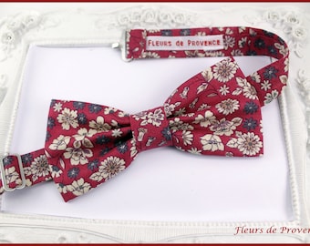 Bow tie / suit pocket / cufflinks Burgundy Liberty fabric - Men / children / babies