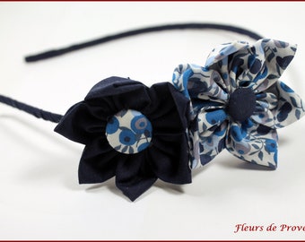 Headband Liberty Wiltshire Fabric Blue and navy blue Woman / Girl