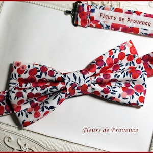 Noeud Papillon / pochette costume / boutons manchette Tissu Liberty Wiltshire pois de senteur berry Homme / enfant / bebe Noeud Papillon Homme