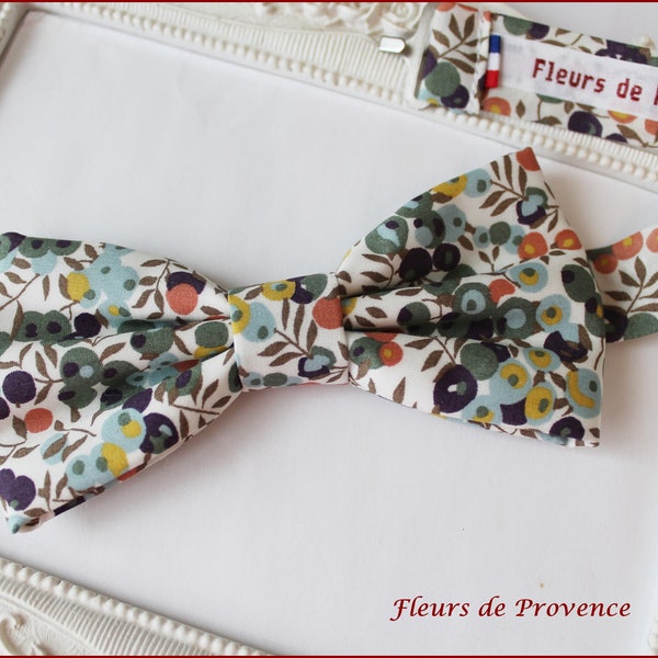 Noeud Papillon / pochette costume / boutons manchetts Tissu Liberty Wiltshire jour d'automne oliviers - Homme / enfant / bebe