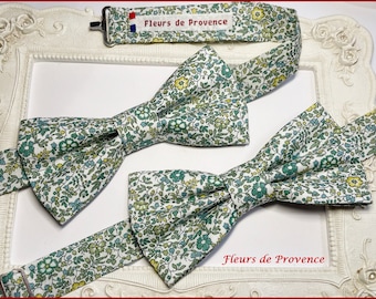 Bow tie / cufflinks / Pocket square Liberty fabric Katie and Millie Mint - Man / child / baby