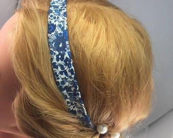 Headband / Headbands in Liberty Emma and Georgina blue - Woman / girl