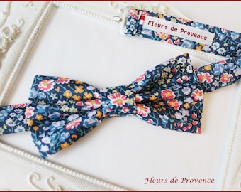 Noeud Papillon / Pochette costume / Boutons manchette - Tissu Liberty Phoebe bleu and Jo - Homme / enfant / bebe