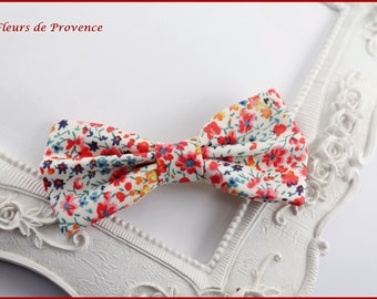 Barrette or Brooch Bow Butterfly Fabric Liberty Phoebe pepsi red/orange