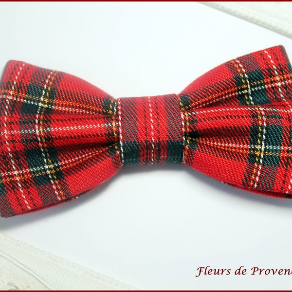 Noeud Papillon / pochette costume / boutons manchette Tissu tartan Ecossais rouge, bleu marin, vert - Homme / enfant / bebe