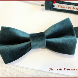 Bow tie / suit clutch / cufflinks Emerald green velvet fabric - Man / child / baby