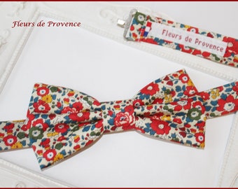 Bow tie / Pocket square / cufflinks - Red and green Betsy Ann Liberty fabric - Man / child / baby