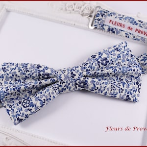 Bow tie / cufflinks / Matching pocket square Liberty fabric Katie and Millie blue - Man / child / baby