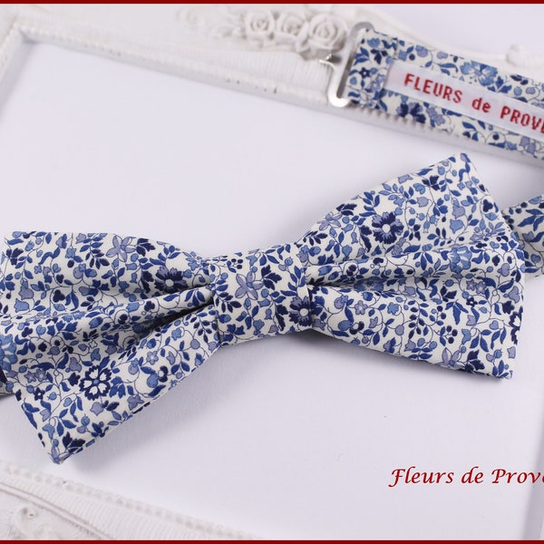 Bow tie / cufflinks / Matching pocket square Liberty fabric Katie and Millie blue - Man / child / baby