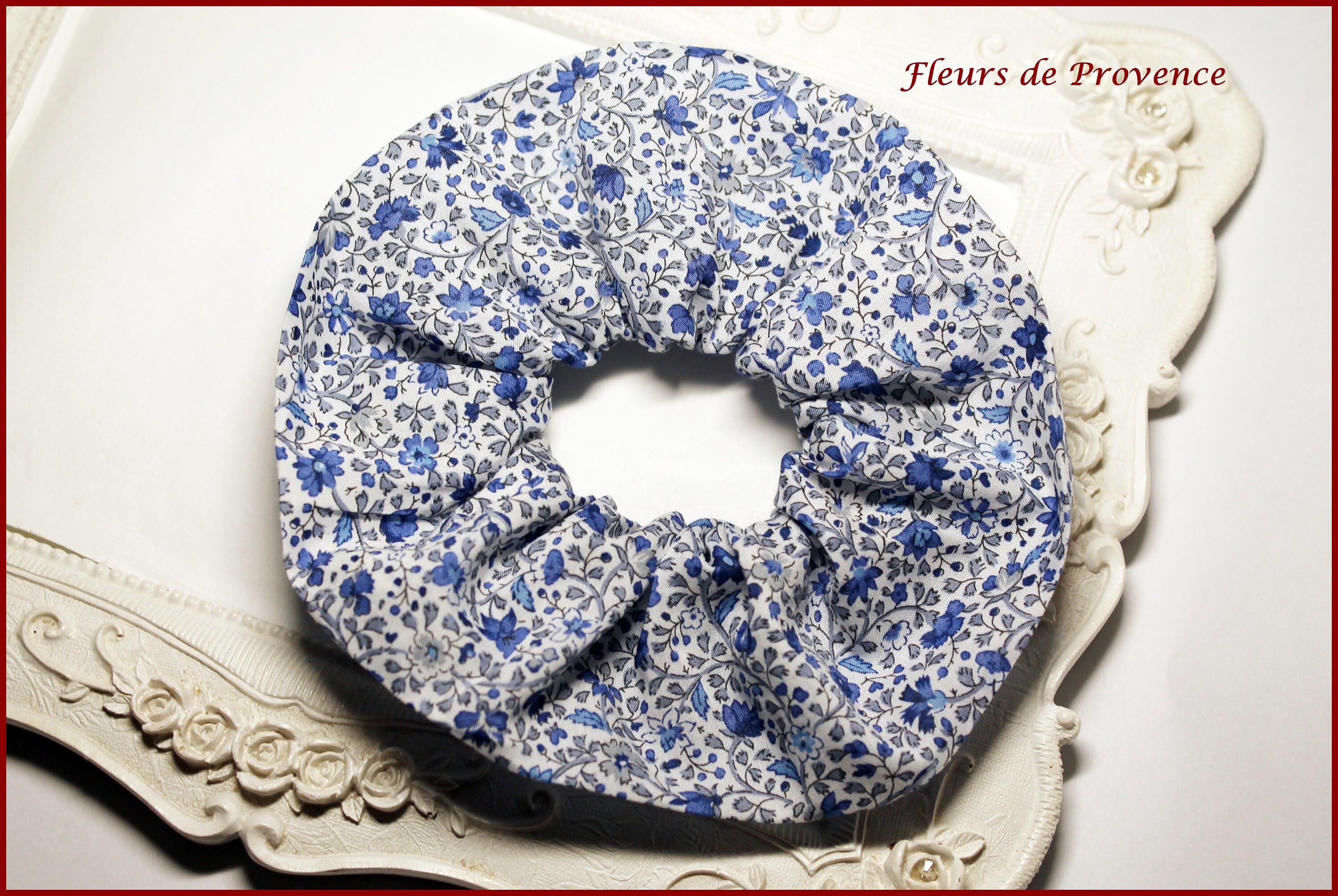 Chouchou Élastique Tissu Liberty Camille Bleu